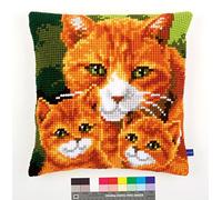 Vervaco Cross Stitch Kit: Cushion: Cats Family, Other, NA, 40 x 40cm