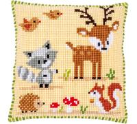 Vervaco Cross Stitch Kit Cushion Complete Set Forest Animals Decoration Manual Embroidery Kit Adult Creative Art Gift DIY Cross Stitch Embroidery ca. 40 x 40 cm