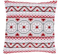 Vervaco Cross Stitch Kit Cushion Complete Set Norwegian Pattern Decoration Manual Embroidery Kit Adult Creative Art Gift DIY Cross Stitch Embroidery ca. 40 x 40 cm