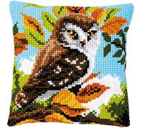 Vervaco Cross Stitch Kit Cushion Complete Set Owl Decoration Manual Embroidery Kit Adult Art Creative Gift DIY Cross Stitch Embroidery ca. 40 x 40 cm