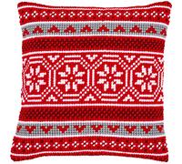 Vervaco Cross Stitch Kit Cushion Complete Set with Crystal Pattern DENOËL Decoration Manual Embroidery Kit Adult Creative Art Gift DIY Cross Stitch Embroidery ca. 40 x 40 cm