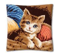 Vervaco Cross Stitch Kit Cushion Complete with Cat Back Decoration Manual Embroidery Kit Adult Art Creative Gift DIY Cross Stitch Embroidery ca. 40 x 40 cm Cross Stitch Embroidery