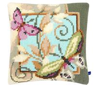 Vervaco Cross Stitch Kit: Cushion: Deco Butterflies, COTTON NA, 40 x 40cm