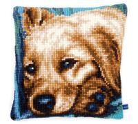 Vervaco Cross Stitch Kit Cushion Dog Craft Very Easy Level Age 6 - 40 x 40cm