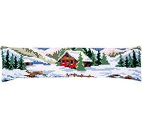 Vervaco Cross Stitch Kit Cushion Door Bottom Winter Landscape Decoration Manual Embroidery Kit Adult Art Creative Gift DIY Cross Stitch Embroidery ca. 80 x 20 cm Cross Stitch Embroidery