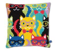 Vervaco – Cross-stitch Kit – Funny Cats Cushion – 40 x 40 cm