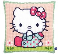 Vervaco Cross Stitch Kit - Hello Kitty 'On the Lawn' Cushion - 40 x 40 cm