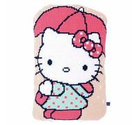 Vervaco Cross Stitch Kit: Cushion: Hello Kitty: Under Umbrella, Other, NA, 40 x 40cm