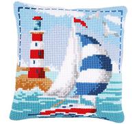 Vervaco Cross Stitch Kit: Cushion: Lighthouse, Cotton, NA, 40 x 40cm / 16 x 16