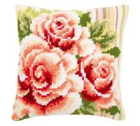 Vervaco Cross Stitch Kit Cushion Pink Roses I