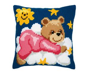 Vervaco Cross Stitch Kit Cushion Pink Teddy Cushion 40x40cm Very Easy Age From 6