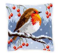 Vervaco Cross Stitch Kit: Cushion: Red Robin in the Winter