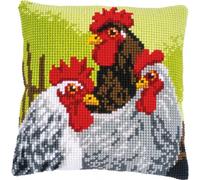 Vervaco Cross Stitch Kit Cushion Rooster and Chickens