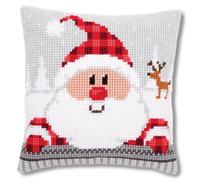 Vervaco Cross Stitch Kit: Cushion: Santa in a Plaid Hat, Acrylic, NA, 40 x 40cm