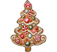 Vervaco Cross Stitch Kit Christmas Tree Cookie Cushion - DIY for Beginners, 36 x 52 cm