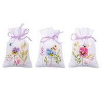Vervaco Cross Stitch Kit Gift Bags Violets Set of 3