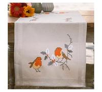VERVACO Cross Stitch Kit Pre-Printed Centerpieces Robins Table Linen Set DIY Creative Approx. 40 x 100 cm Hobby Kit Creative Adults Home Decor Cross Stitch Runner
