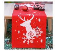 VERVACO Cross Stitch Kit Pre-Printed Table Runner Deer Embroidery Blankets Pre-Drawn DIY Crafts Adults Creative Embroidery Runner for DIY Embroidery 30 x 105 cm Embroidery Set