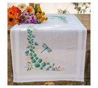 VERVACO Cross Stitch Kit Pre-Printed Table Runner Eucalypt Embroidery Blankets Pre-Drawn DIY Crafts Adults Creative Embroidery Runner for Self-Embroidery Approx. 40 x 100 cm Embroidery Set