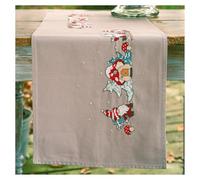 VERVACO Cross Stitch Kit Pre-Printed Table Runner Gnome Embroidery Blankets Pre-Drawn DIY Crafts Adults Creative Embroidery Runner for DIY Embroidery Approx. 35 x 95 cm Embroidery Set