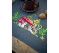 Vervaco Table Runner Cross Stitch Set Hedgehog with Ferns Embroidery Picture Printed