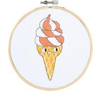 Vervaco Cross Stitch Kit with Soft Iced Ring DIY Decoration Creative Kit Crafts Wall Art Embroidery Kit Beginners Gift Approx. 16 x 16 cm Cross Stitch Embroidery