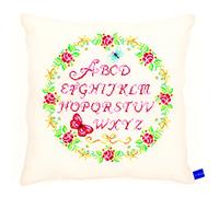 Vervaco Cushion Alphabet and Roses Counted Cross Stitch Kit, Multi-Colour