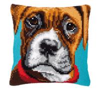 Vervaco Cross Stitch Kit Boxer Cushion - Pre-Printed DIY for Beginners, 40 x 40 cm