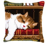 Vervaco Needlepoint Cross Stitch Cushion Kit Cat Sleeping Multicolour One Size
