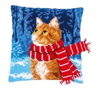 Vervaco ~ Cushion Cross Stitch Kit ~ Cat with Scarf