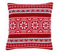 Vervaco Cross Stitch Kit Cushion Complete Set with Crystal Pattern DENOËL Decoration Manual Embroidery Kit Adult Creative Art Gift DIY Cross Stitch Embroidery ca. 40 x 40 cm