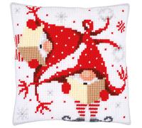 Vervaco Cross Stitch Cushion Kit Christmas Gnomes Ii, Cotton, Multicoloured, 40 x 40 x 0,3 cm