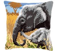 Vervaco Cushion – Elephants Cross Stitch – Multi-Colour