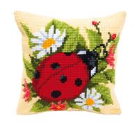 Vervaco Ladybird Cross Stitch Cushion, Multi-Colour