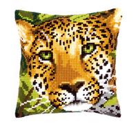 Vervaco Leopard Cross Stitch Cushion, Multi-Colour