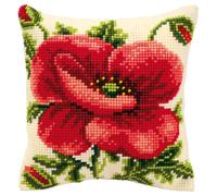 Vervaco Oriental Poppy, chunky cross stitch cushion front kit