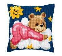 Vervaco Cushion Pink Teddy Cross Stitch - Multi-Colour - One