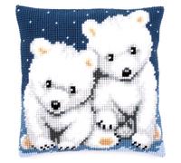 Vervaco Cross Stitch Cushion Polar Bears, Cotton Blend, Assorted, 32.6 x 5 x 32 cm
