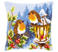 Vervaco ~ Cushion Cross Stitch Kit ~ Robins at the Lantern