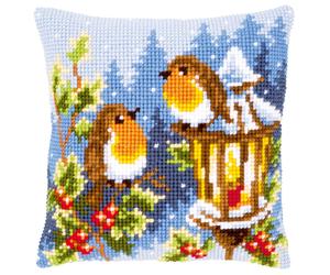 Vervaco ~ Cushion Cross Stitch Kit ~ Robins at the Lantern