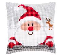 Vervaco Cross Stitch Kit: Cushion: Santa in a Plaid Hat