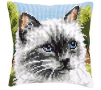 Vervaco Siamese Cat Cross Stitch Cushion, Multi-Colour