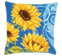 Vervaco Sunflowers on Blue Cross Stitch Cushion