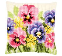 Vervaco Cross Stitch Cushion Kit: Violets, NA, 40 x 40cm
