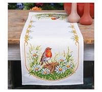 Vervaco Daisy and Robin Counted Cross Stitch Table Runner Set, Multi-Colour