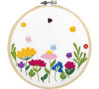 VERVACO DIY Embroidery Set with Embroidery Frame Summer Flowers Embroidery Set Beginner Print Approx. 18 x 18 cm DIY Embroidery Pictures with Embroidery Accessories for Hand Embroidery Wall Decoration