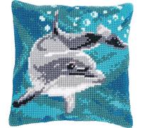 Vervaco Dolphin Cross Stitch Cushion, Ecru 40 x 40 cm