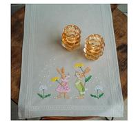 Vervaco Easter Bunny Table Runner Kit, Light grey, ca. 40 x 100 cm