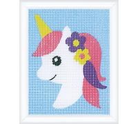 Vervaco UNICORNIODIY Children's Creative Gift Set Beginners Canvas for Embroidery Approx. 12.5 x 16 cm Kids Crafts Cross Stitch