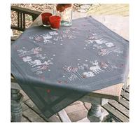 VERVACO Embroidery Cross Stitch Kit Pre-Printed Tablecloths Animals Winter Table Linen Set DIY Creative Approx. 80 x 80 cm Kit Hobby Creative Adults Home Decor Cross Stitch Embroidery